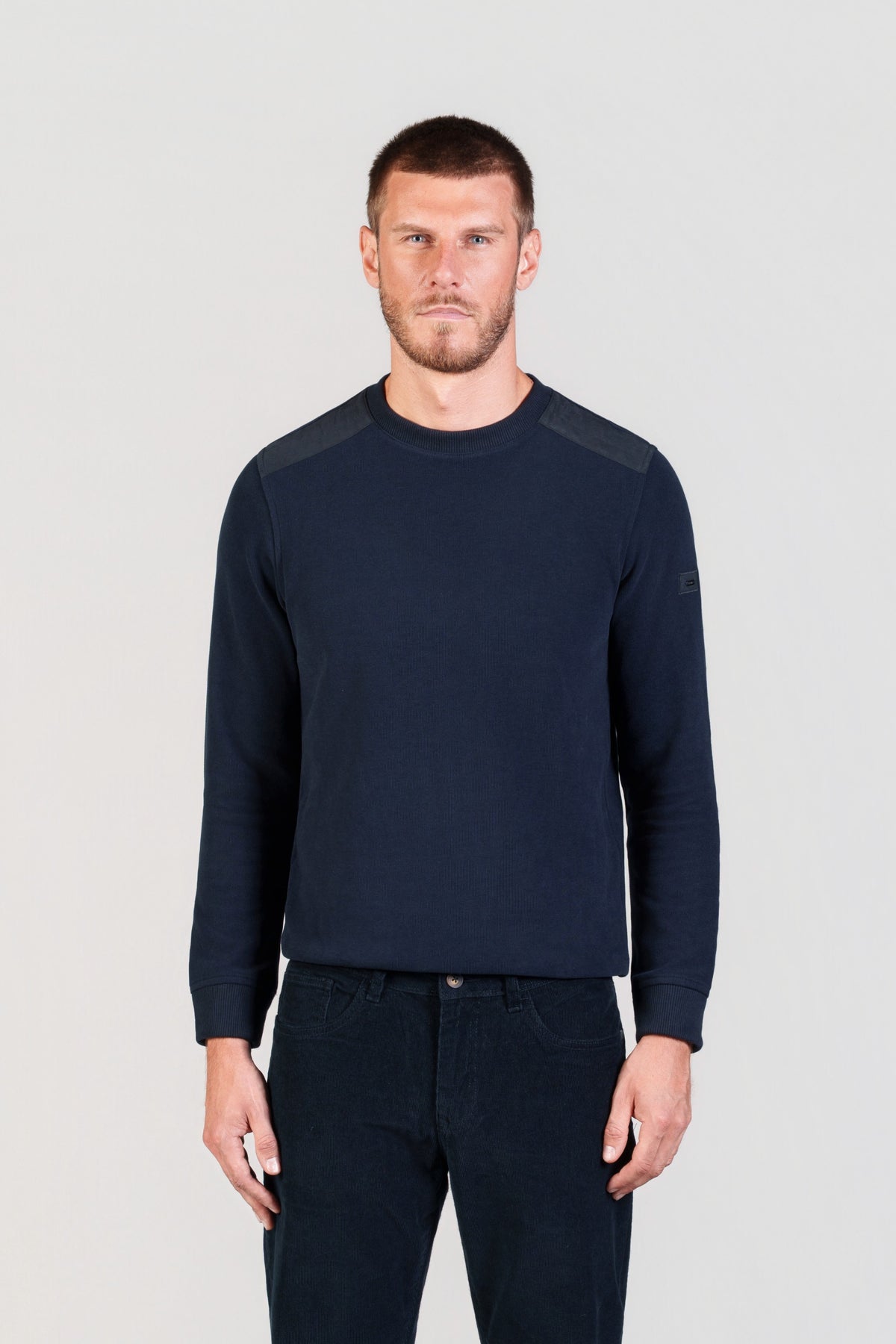 Navy Shoulder-Panel Sweatshirt