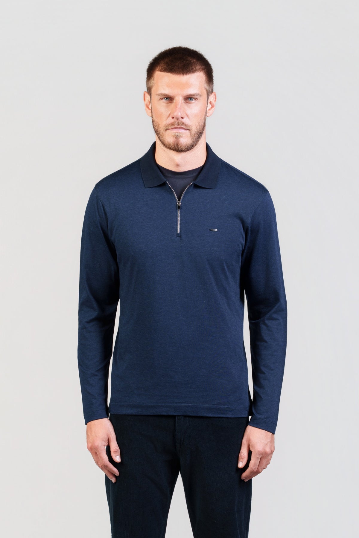 Navy Half-Zip Polo