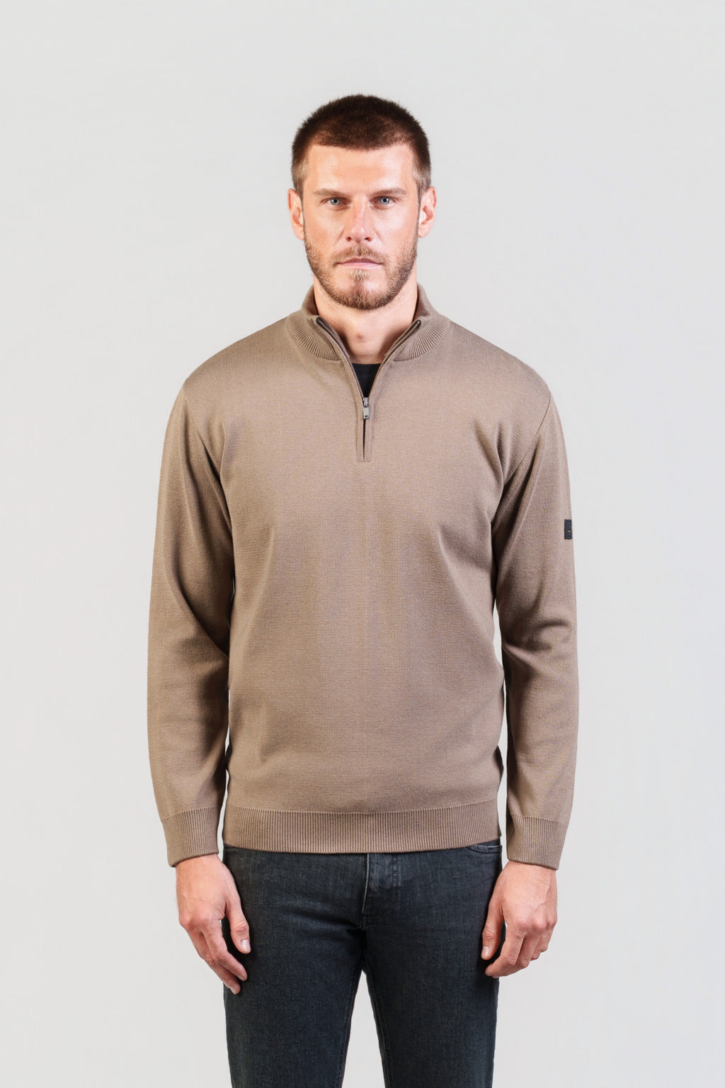 Beige Half-Zip Jumper
