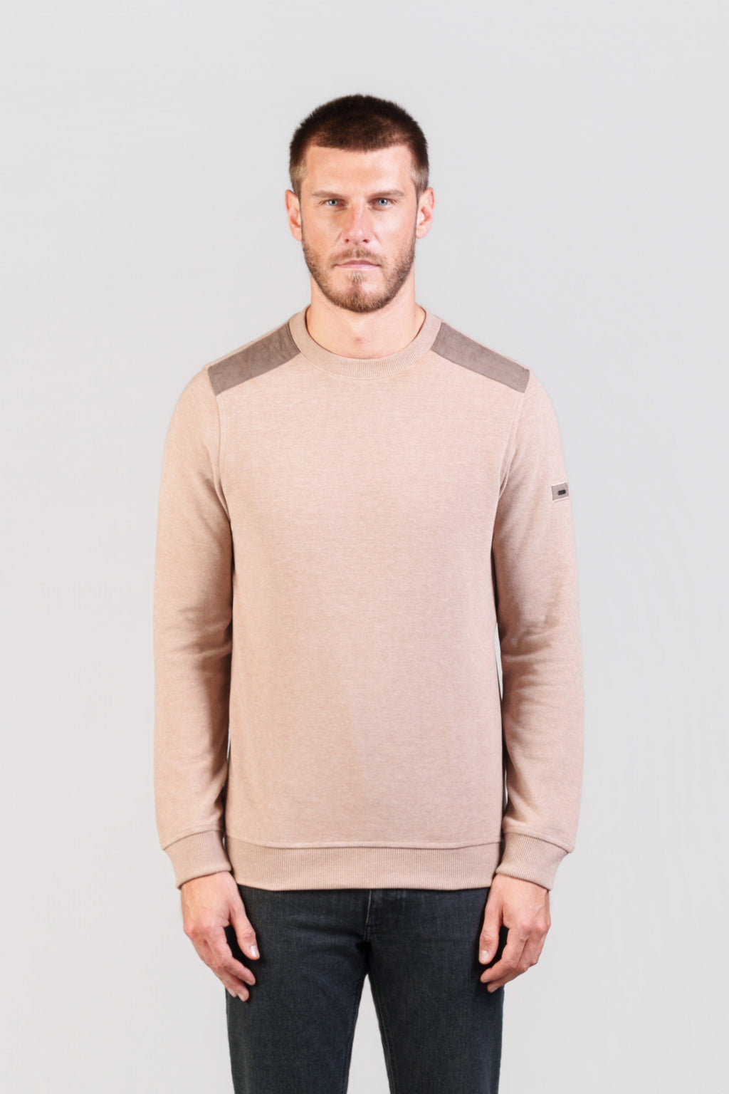 Beige Crew-Neck Sweatshirt