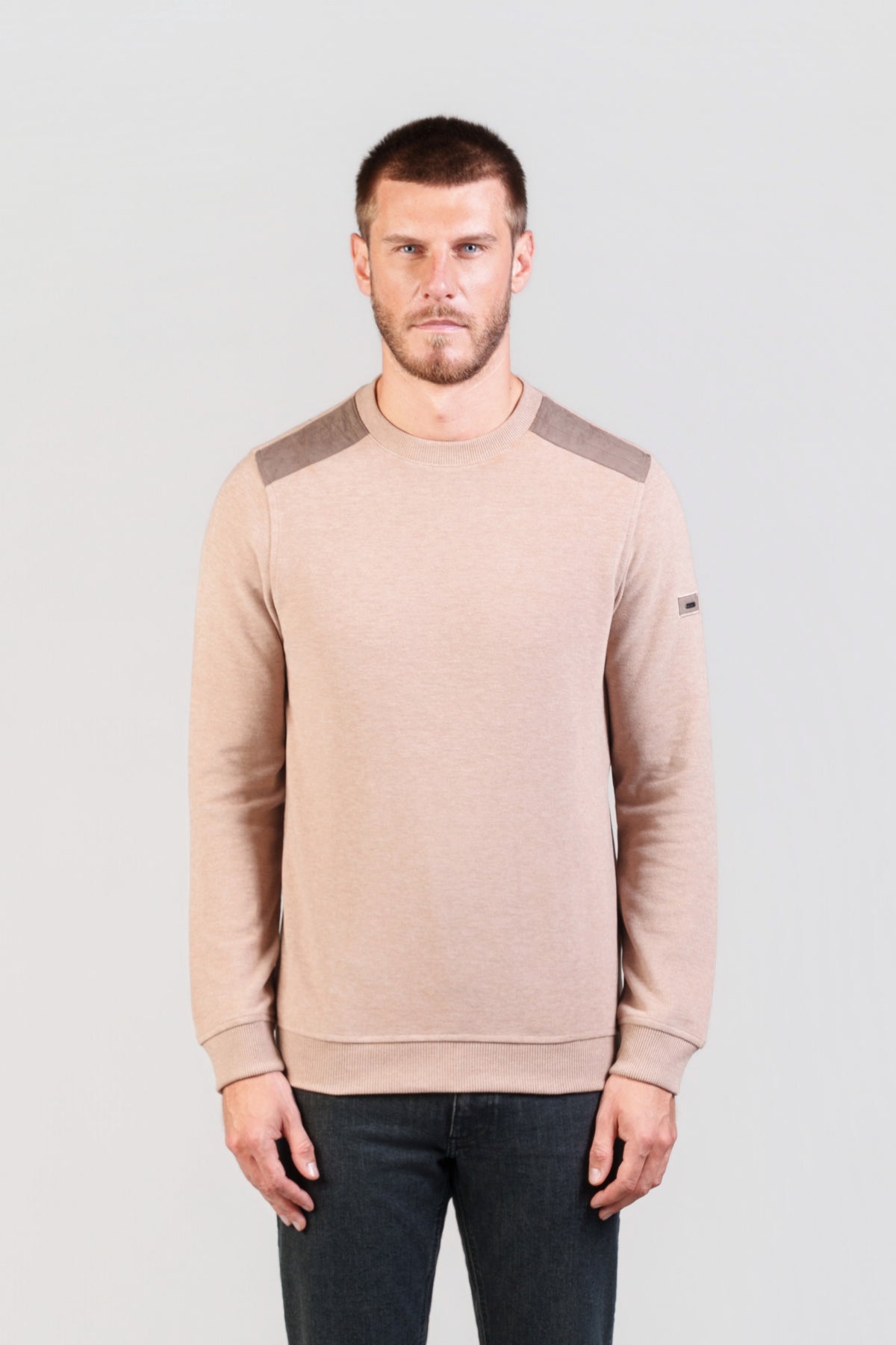 Beige Crew-Neck Sweatshirt
