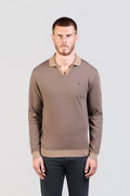 Beige Open-Neck Polo
