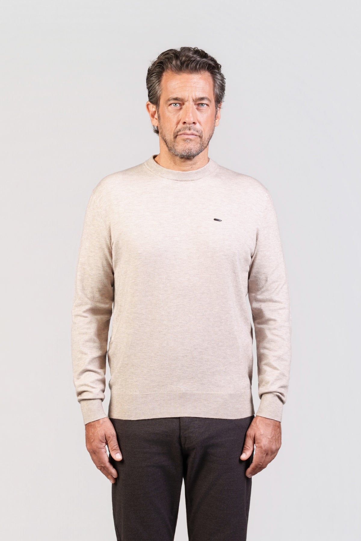 Beige Crew-Neck Jumper