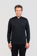 Black Ribbed Half-Zip Jumper