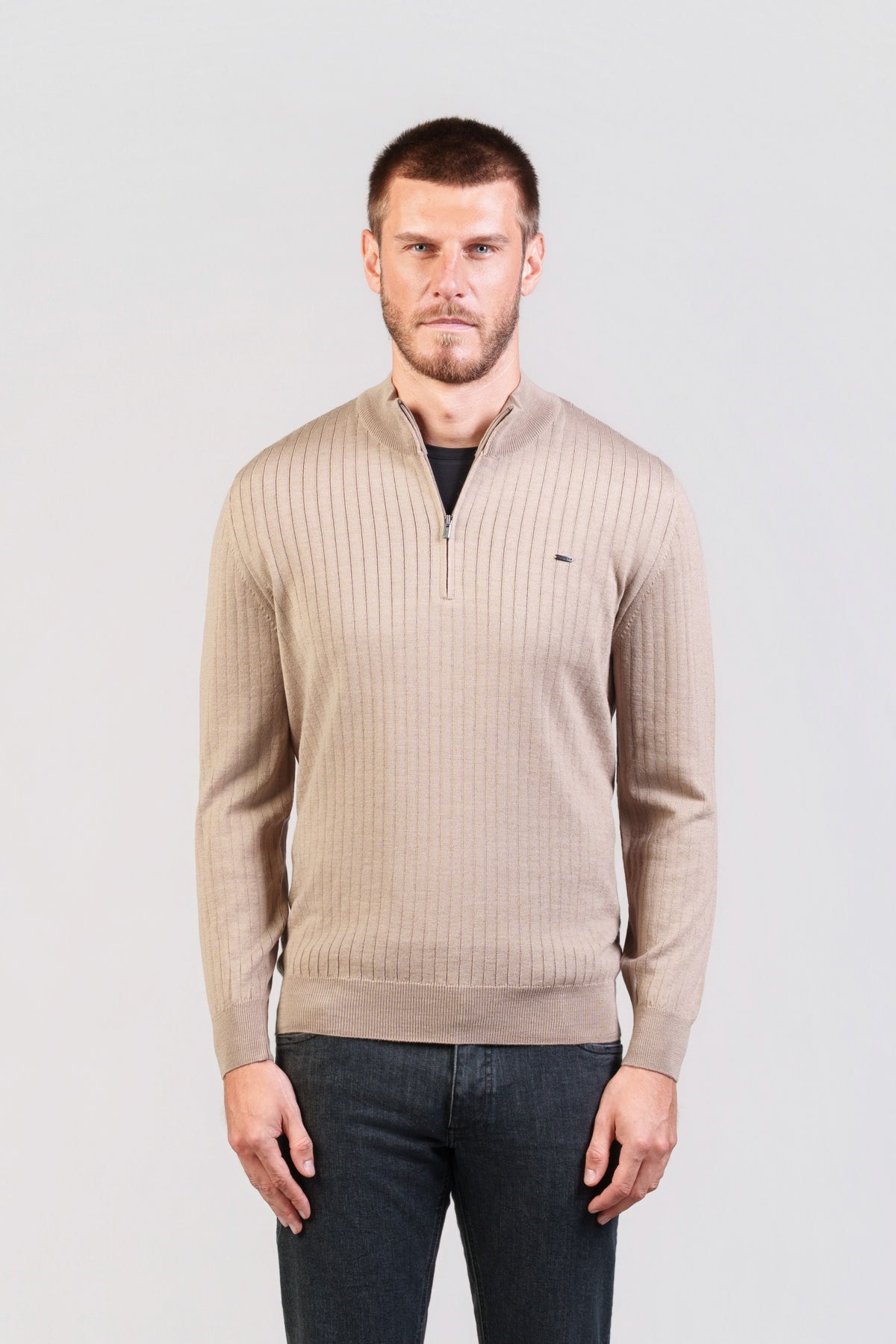 Beige Half-Zip Jacket