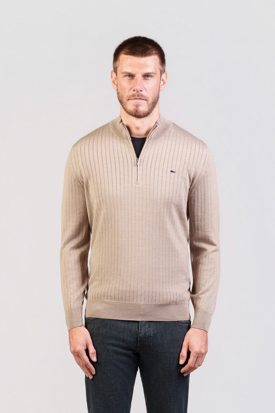 Beige Half-Zip Jacket