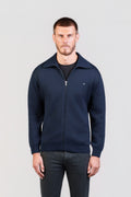 Navy Cotton-Blend Zip Jacket