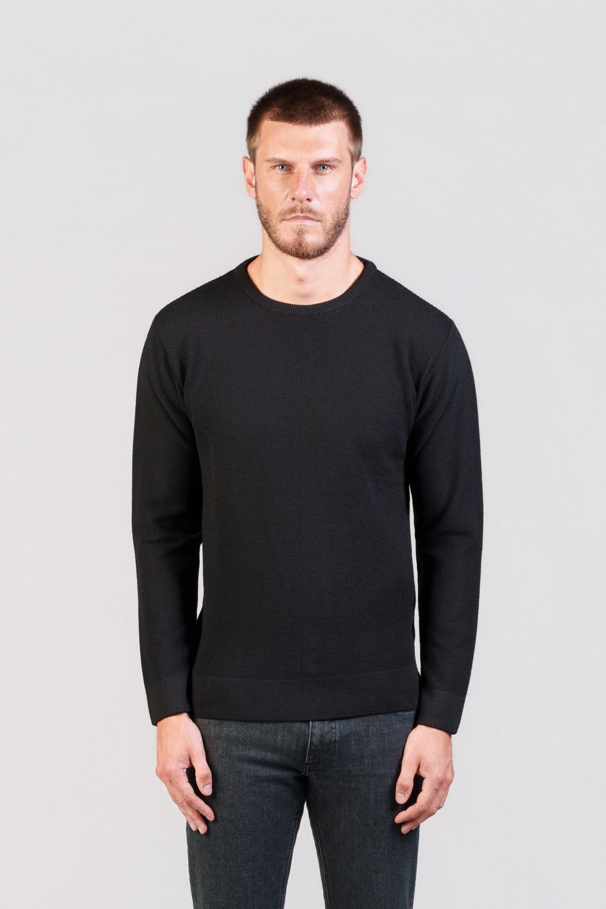 Black Crew-Neck Jumper