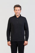 Black Cotton-Blend Half-Zip Jumper