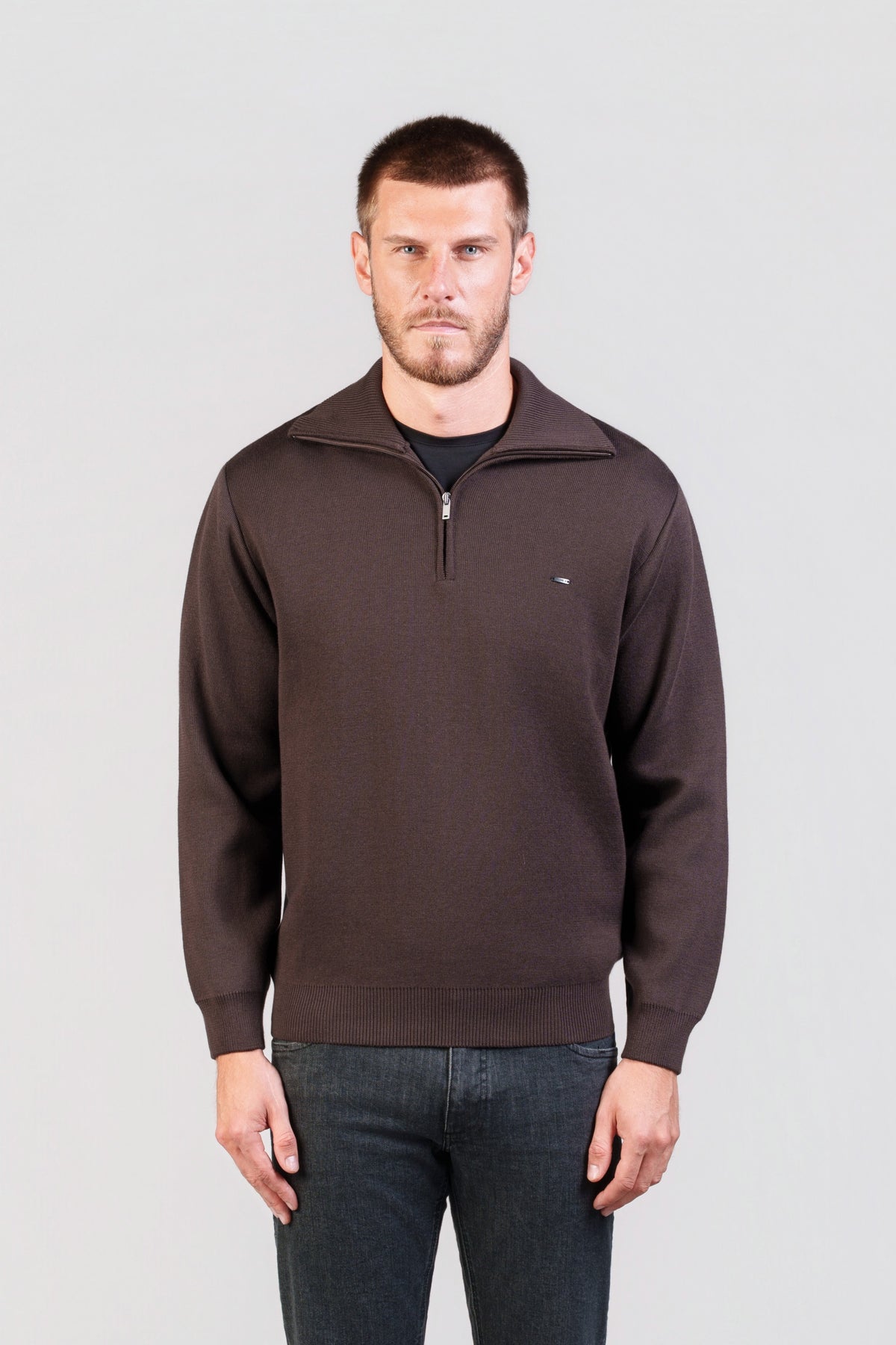 Brown Half-Zip Jumper