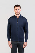 Navy Fine-Knit Zip Jacket