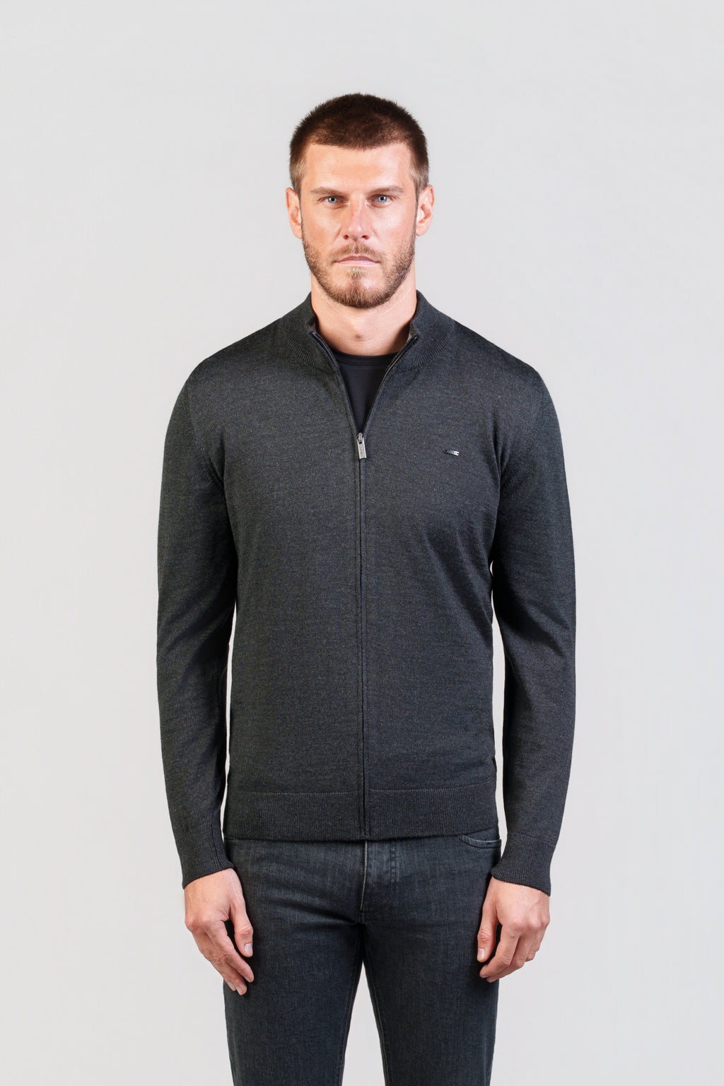 Dark Anthracite Zip Knit Jacket