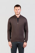 Dark Brown Zip Cardigan